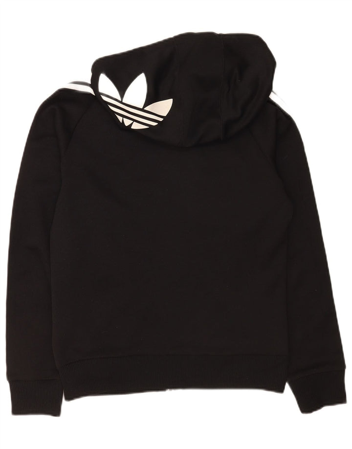 Maglione con cappuccio e zip grafica da donna Adidas UK 12 poliestere nero medio