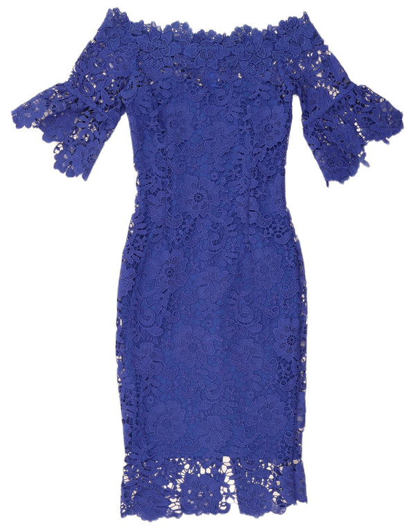 PAPER DOLLS Abito da donna con spalle scoperte UK 8 Piccolo poliestere floreale blu