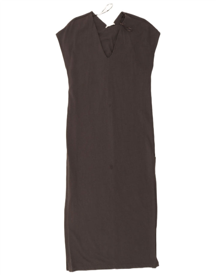 Abito lungo oversize senza maniche da donna Zara UK 10 piccolo in cotone grigio