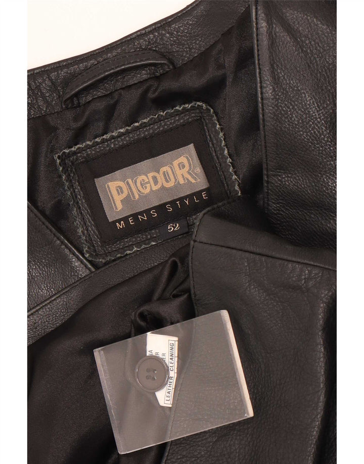Gilet in pelle da uomo vintage IT 52 grande in pelle nera