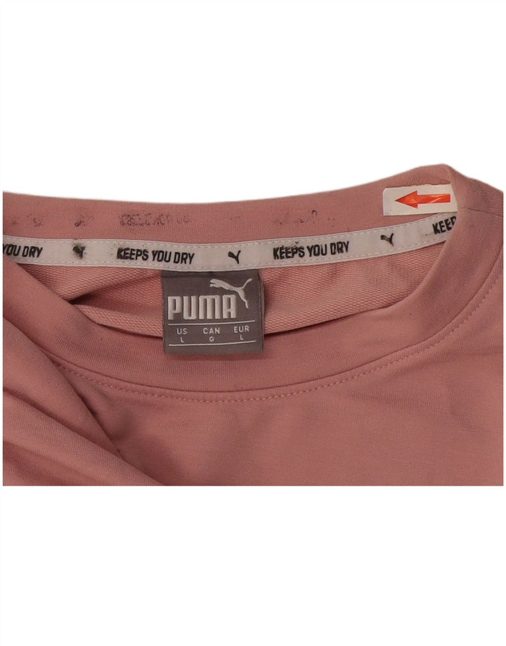 T-shirt grafica corta da donna Puma UK 16 grande rosa poliestere