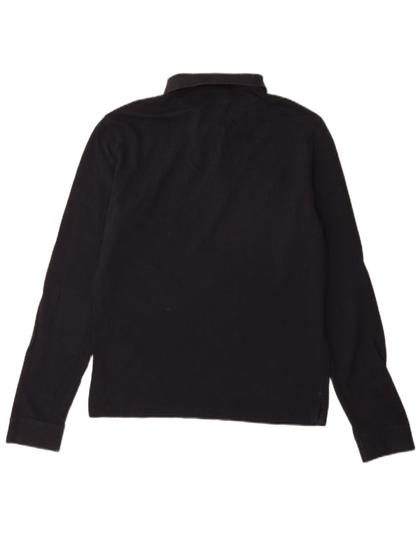 Polo Armani Jeans da uomo a maniche lunghe in cotone blu navy medio