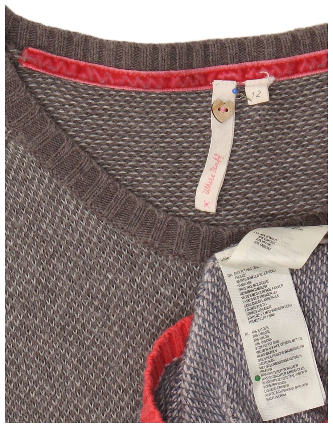 WHITE STUFF Abito maglione da donna UK 12 Cotone color block grigio medio