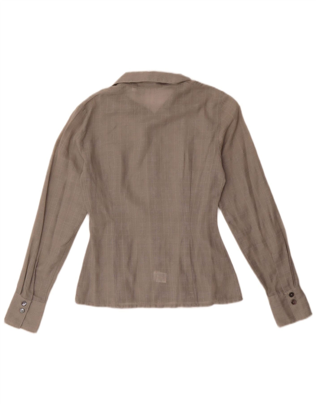 Camicia da donna vintage UK 10 piccolo cotone a quadri grigi