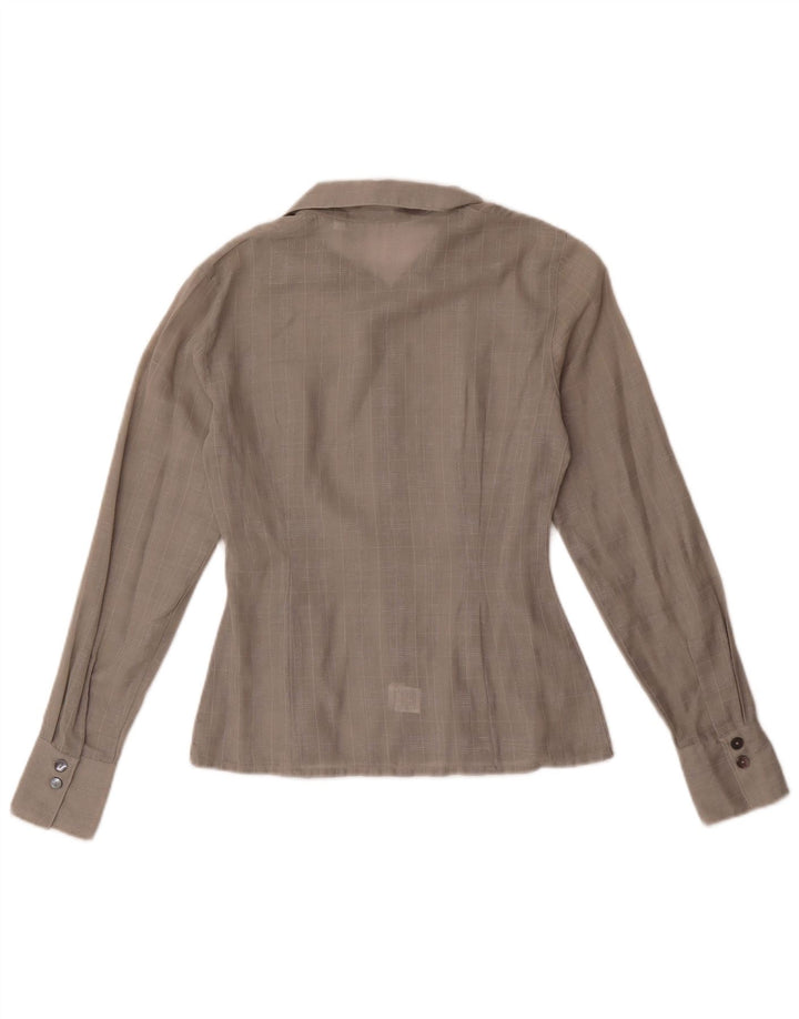 Camicia da donna vintage UK 10 piccolo cotone a quadri grigi