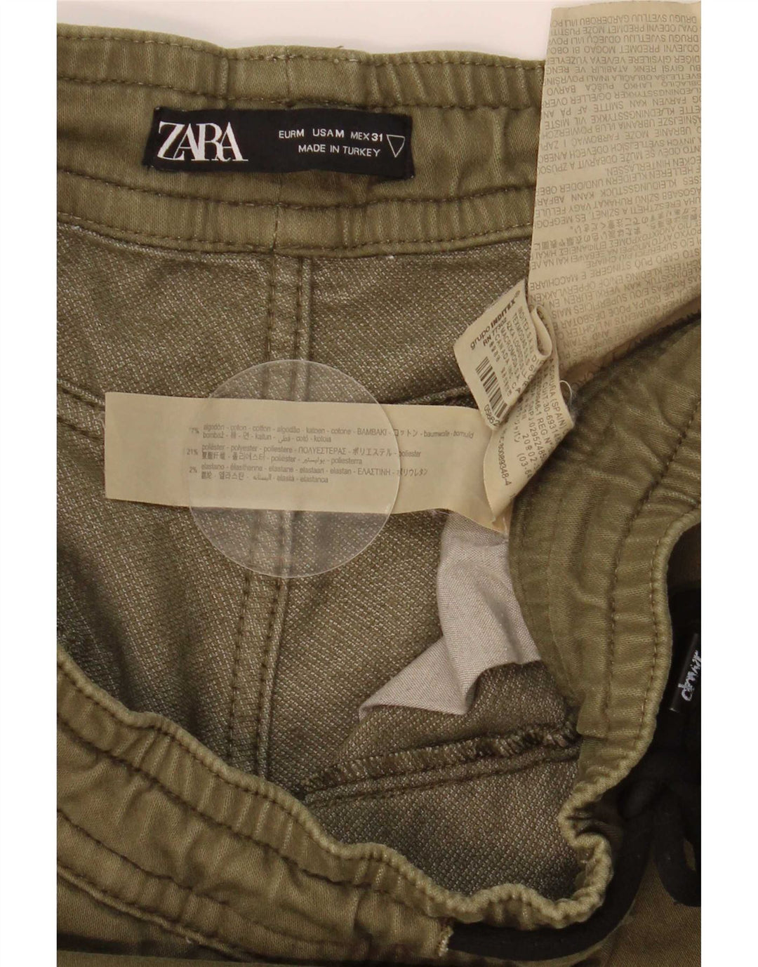 Pantaloni cargo da jogging da uomo Zara medi W31 L26 cotone kaki