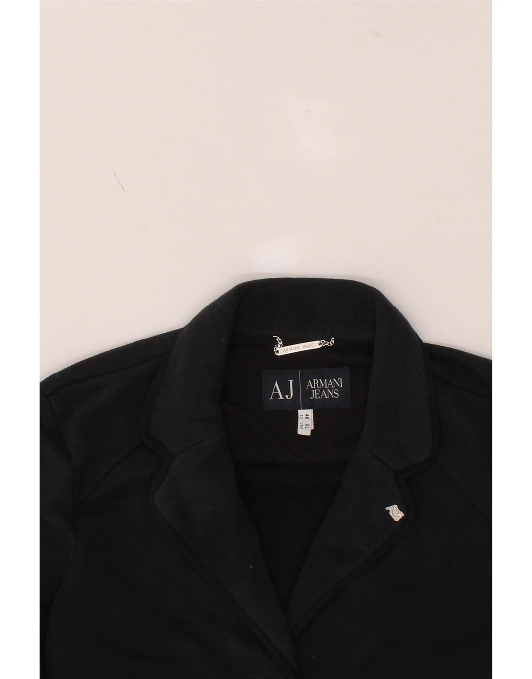 ARMANI JEANS Womens 3 Button Blazer Jacket EU 46 XL Black Cotton Vintage Armani Jeans and Second-Hand Armani Jeans from Messina Hembry 