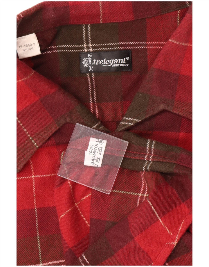 Camicia da uomo in flanella Walbusch taglia 45/46 XL in cotone scozzese rosso classico