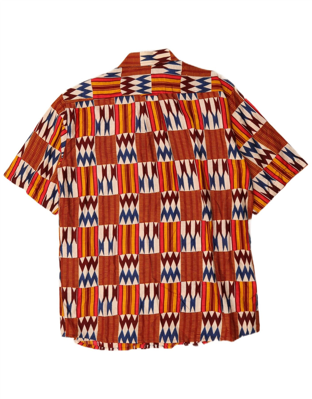 Camicia vintage da uomo a maniche corte grande geometrica multicolore
