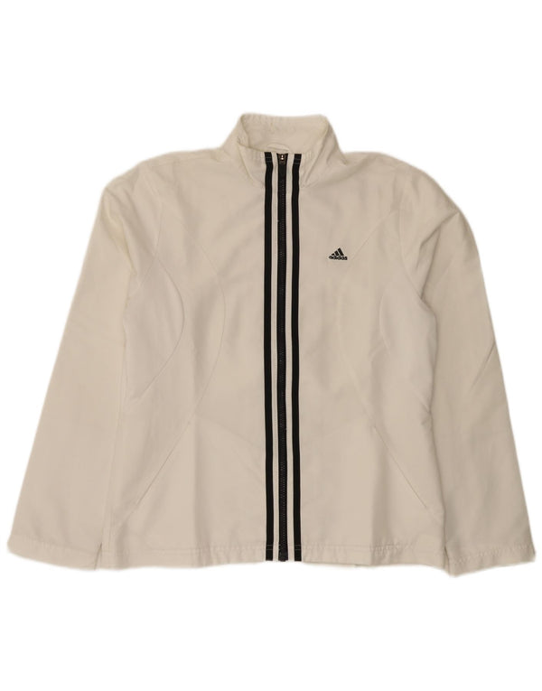 Giacca da tuta da donna Adidas UK 14 poliestere bianco medio
