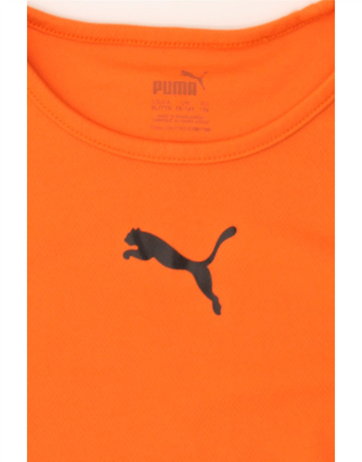 PUMA Boys T-Shirt Top 15-16 Years Orange Colourblock Polyester Vintage Puma and Second-Hand Puma from Messina Hembry 