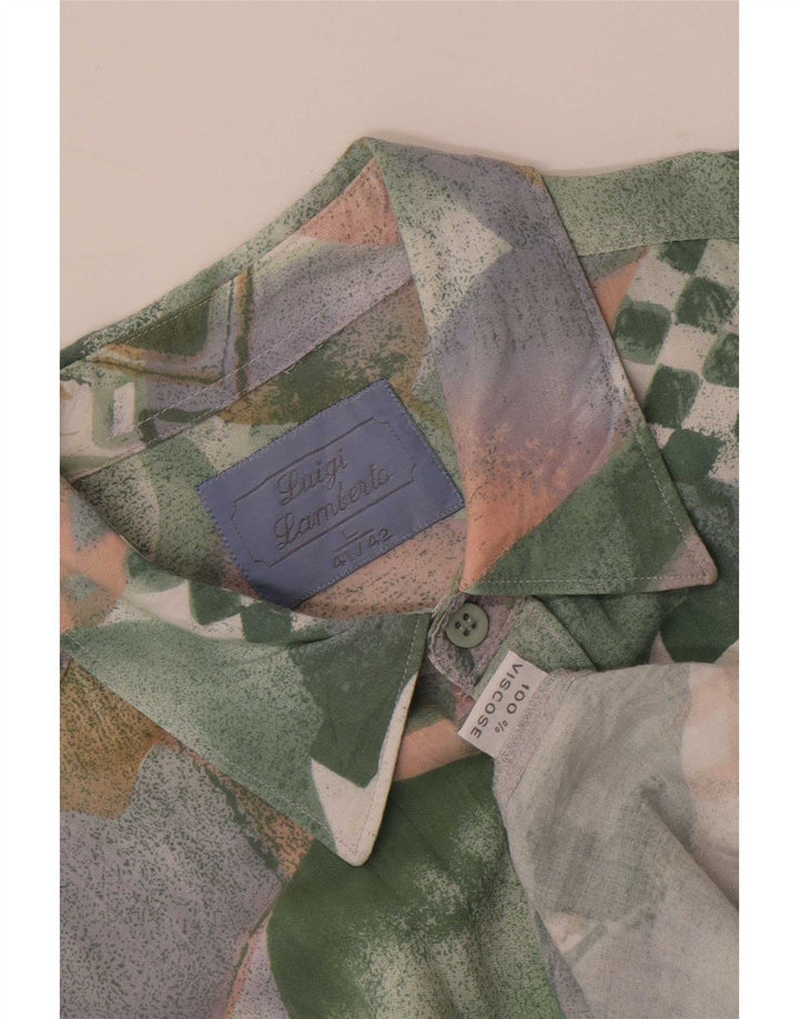 Camicia vintage da uomo con motivo astratto taglia 41/42 grande multicolore