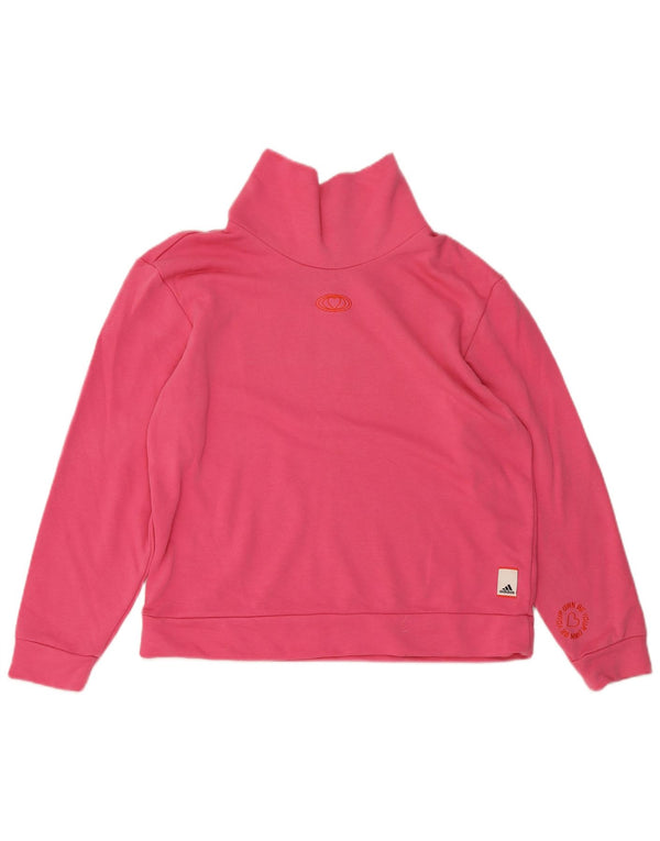 Felpa grafica da donna Adidas Jumper UK 12/14 Cotone rosa medio