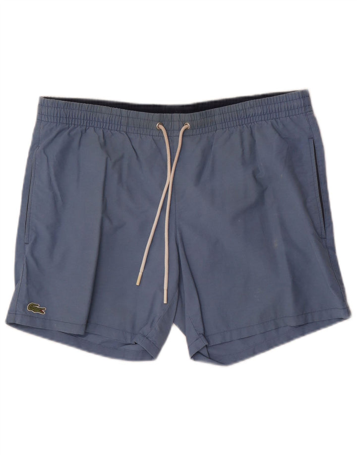 Pantaloncini da bagno da uomo Lacoste blu medio in cotone