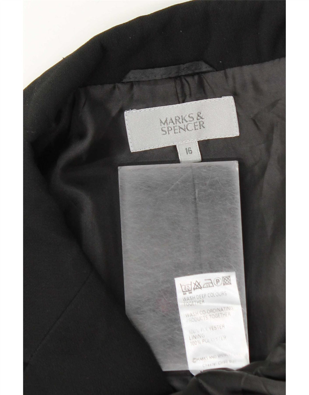 Giacca blazer a 2 bottoni Marks & Spencer da donna UK 16 grande poliestere nero