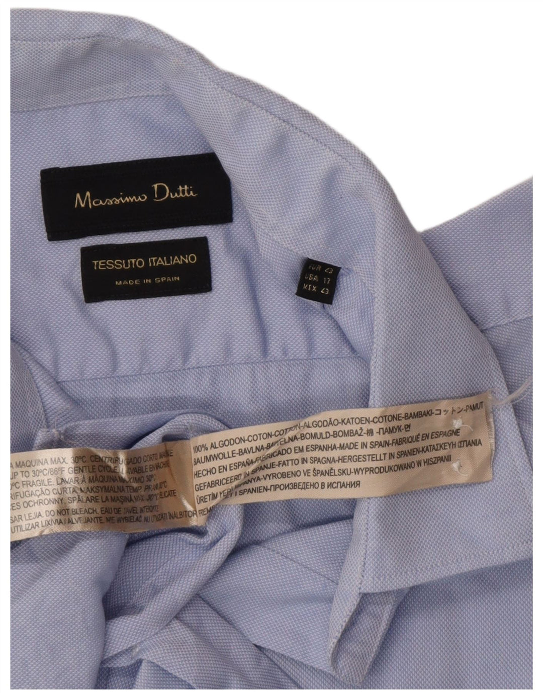 Camicia da uomo Massimo Dutti taglia 43 17 grande cotone blu