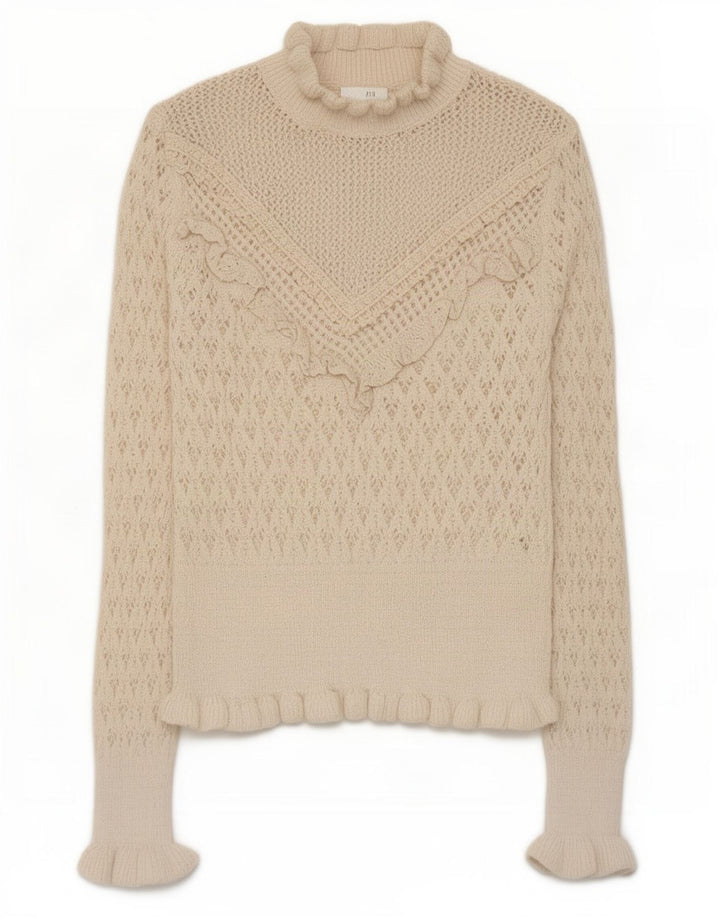 Maglione corto a collo alto da donna Zara UK 8 piccolo poliestere beige