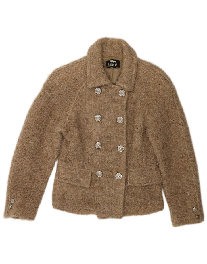 Cappotto da marinaio da donna di Roman UK 10 piccolo in lana screziata beige