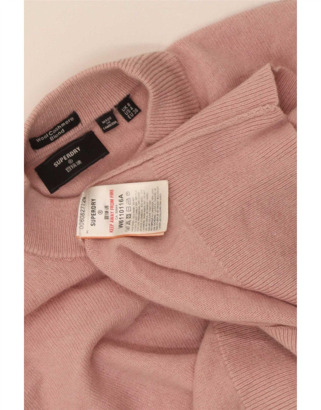 Maglione da donna Superdry Crop Oversize con collo alto e collo alto UK 8 Small Rosa