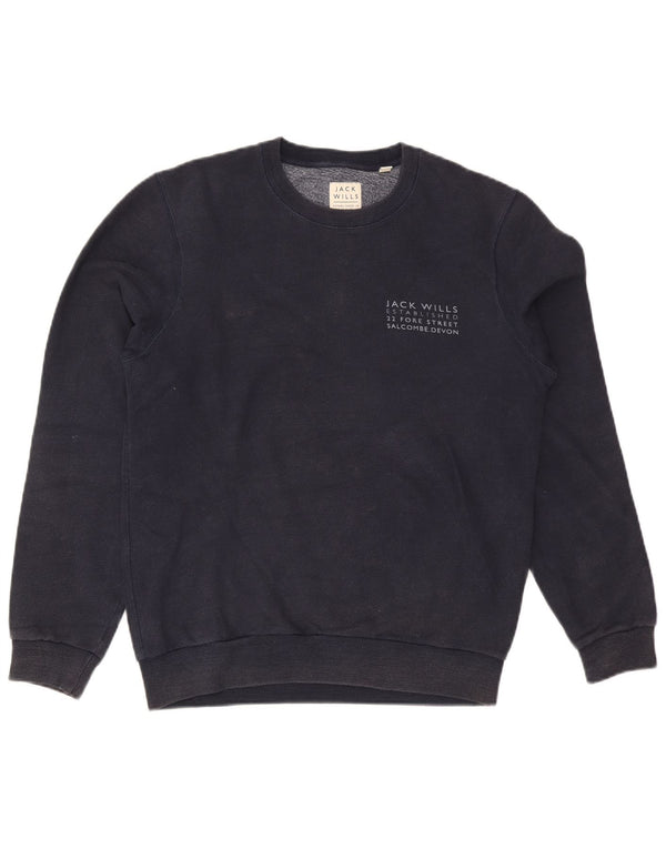 Felpa grafica da uomo Jack Wills Maglione medio in cotone blu navy