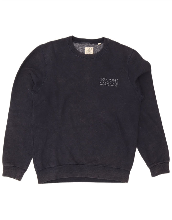 Felpa grafica da uomo Jack Wills Maglione medio in cotone blu navy
