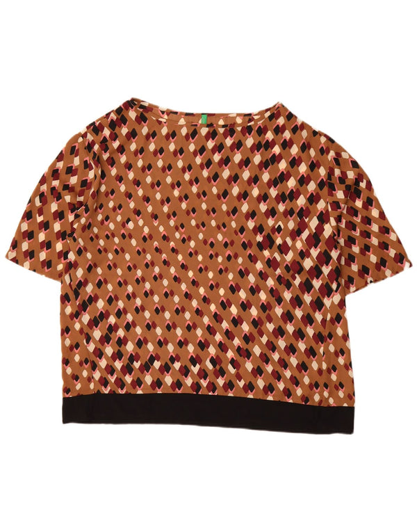 Camicetta da donna Benetton Top UK 16 Large Marrone geometrico