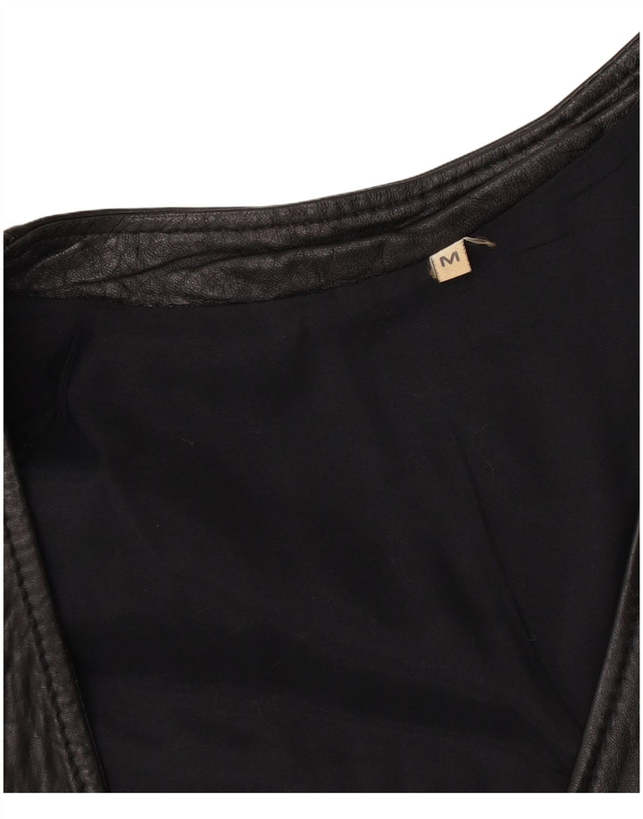 Gilet in pelle vintage da uomo medio nero