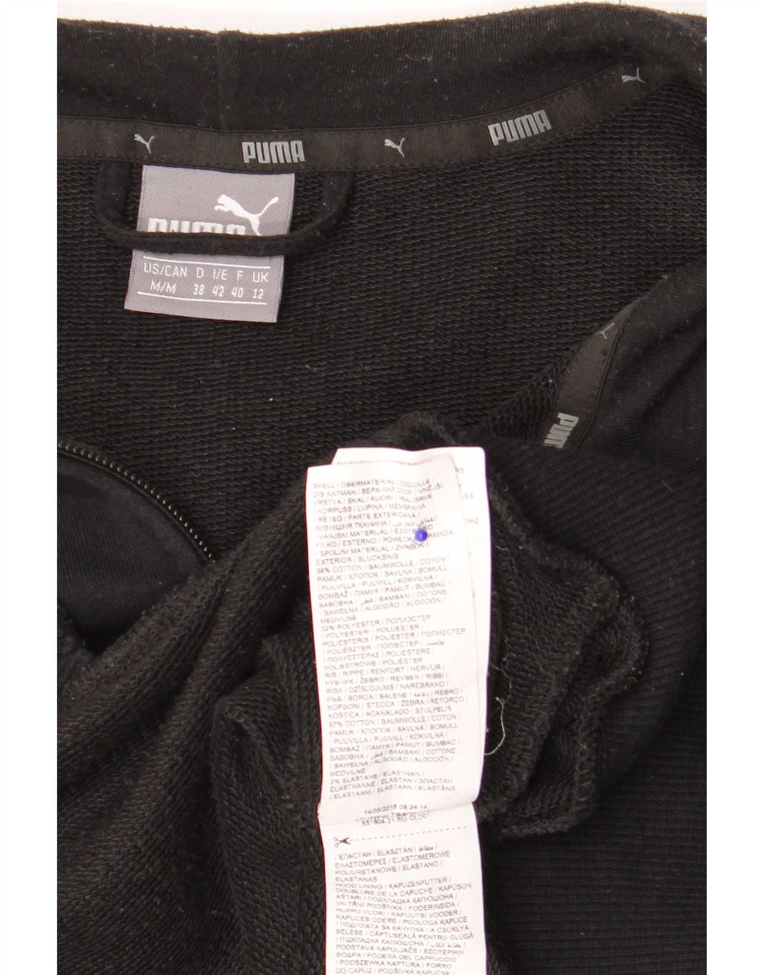 Felpa con cappuccio e zip da donna Puma UK 12 cotone nero medio
