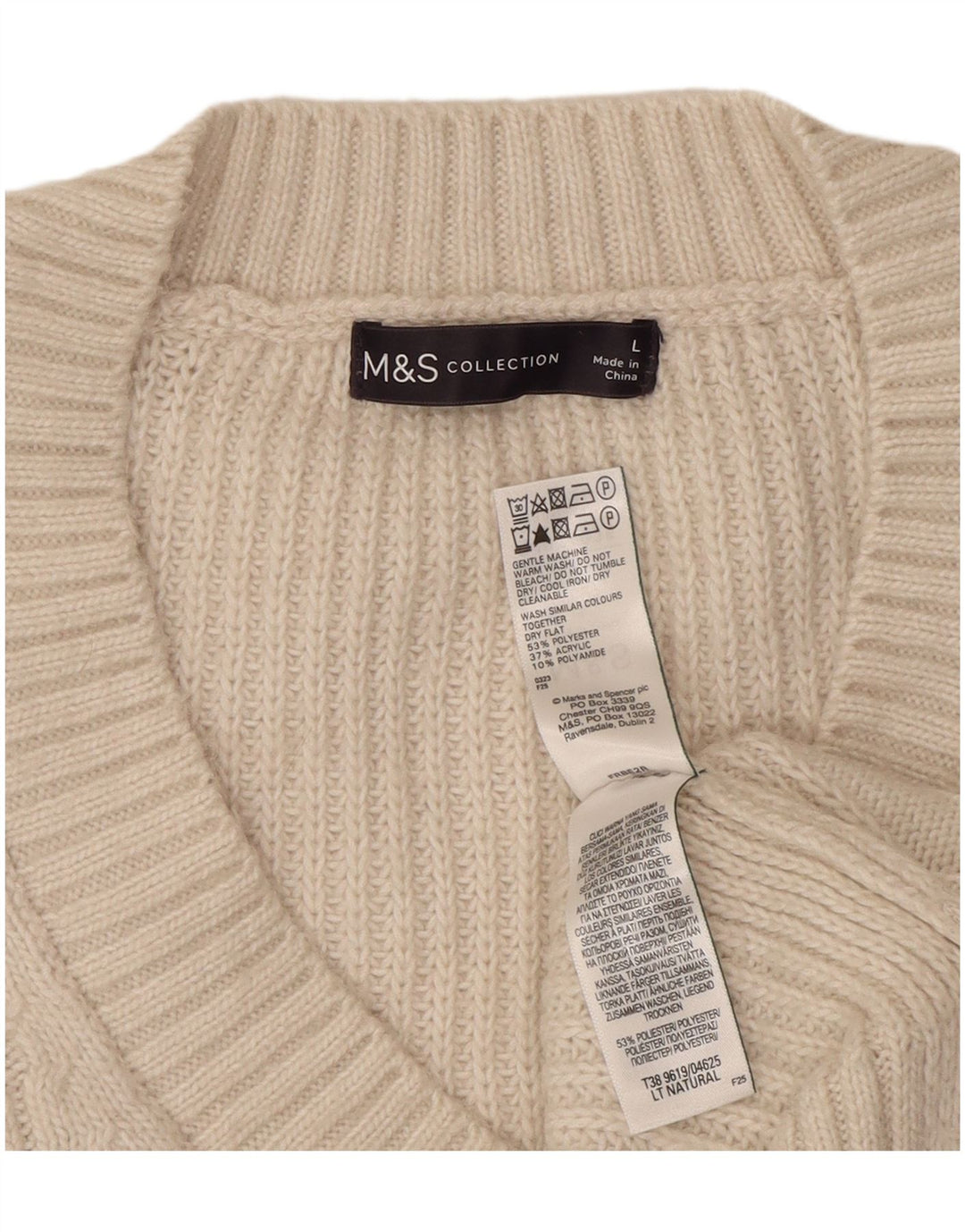 Canotta da donna Marks & Spencer UK 16 grande poliestere bianco sporco