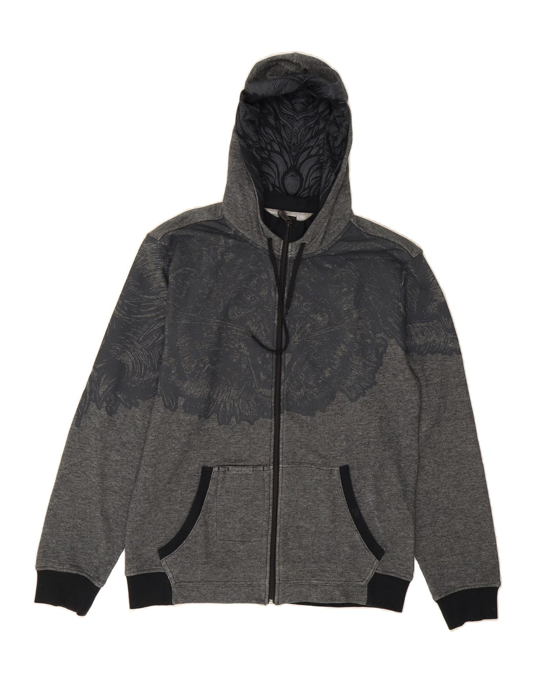 ADIDAS Mens Graphic Zip Hoodie Sweater Medium Grey Cotton Vintage Adidas and Second-Hand Adidas from Messina Hembry 
