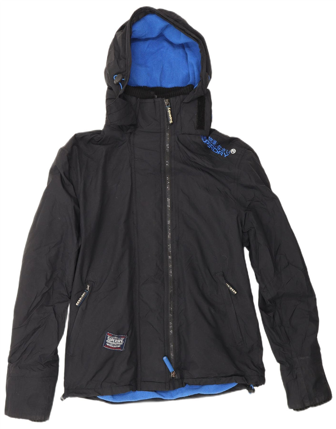 Giacca a vento da donna con cappuccio SUPERDRY UK 14 media nera