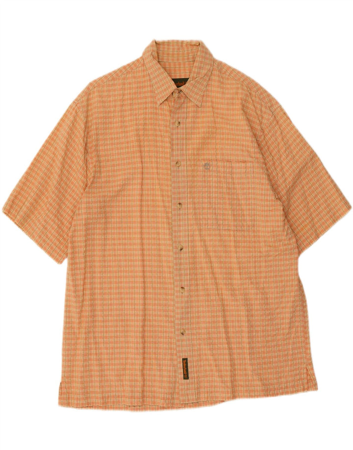 Camicia a maniche corte da uomo Timberland in cotone a quadri arancione medio
