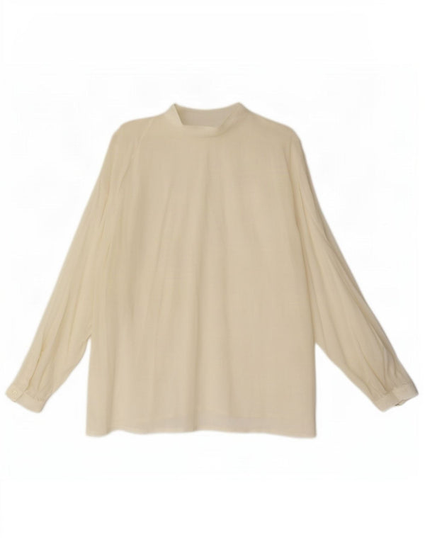 Camicetta pullover da donna vintage UK 18 XL bianca floreale