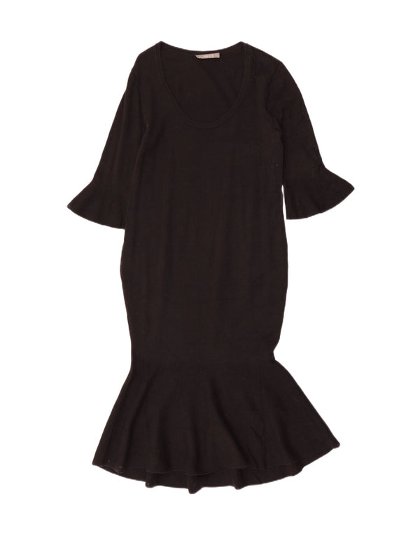 Abito a sirena con maniche a 3/4 in maglia da donna Oasis UK 14 Grande cotone nero