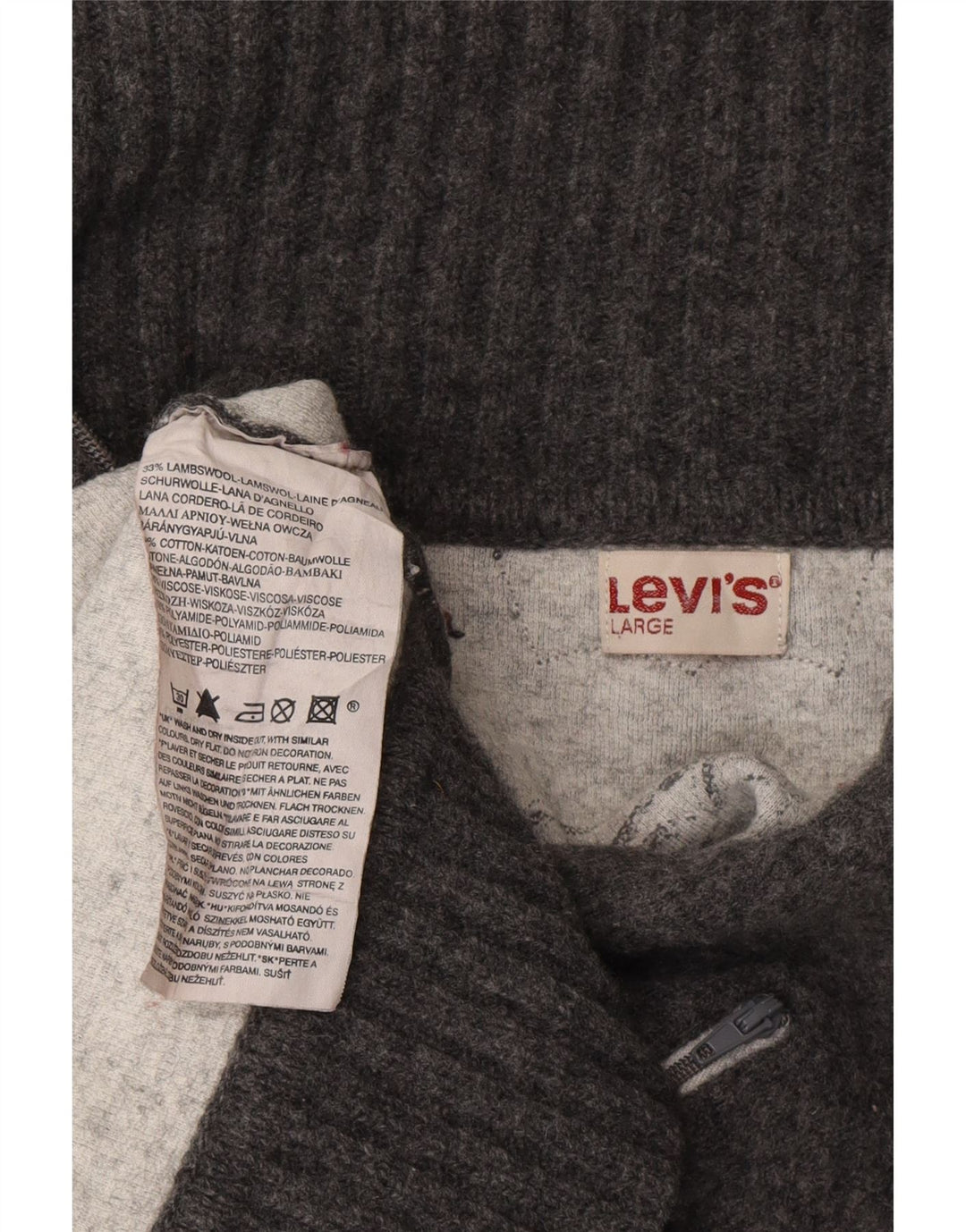 Maglione cardigan da donna LEVI'S UK 14 Lana d'agnello grigia grande