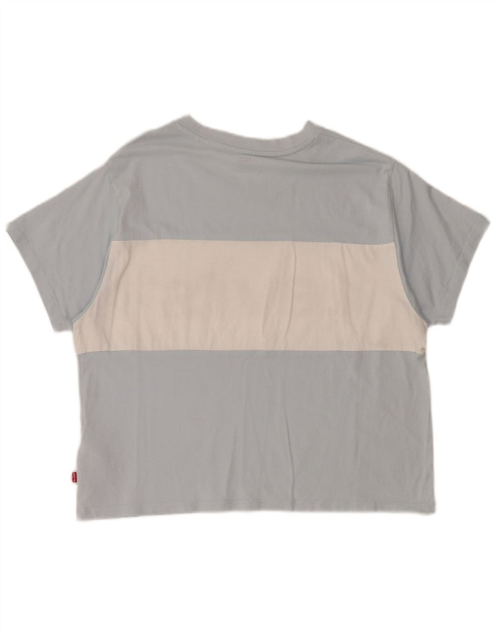 LEVI'S T-shirt grafica oversize da donna Top UK 10 Small Blu Colourblock