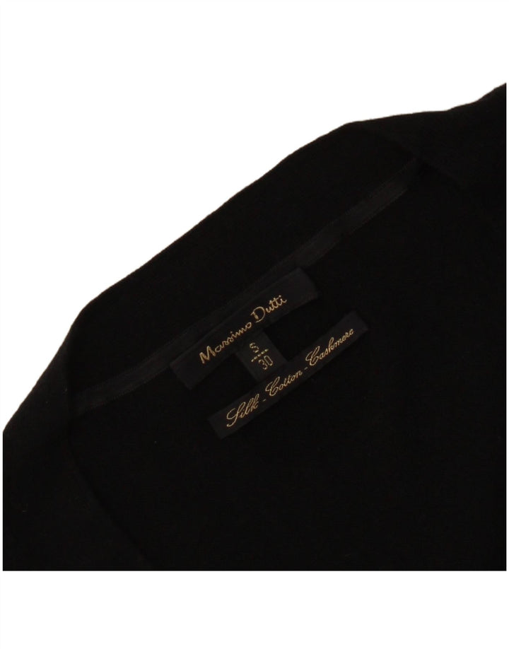 Massimo Dutti Maglione cardigan lungo da donna UK 10 piccolo seta nera