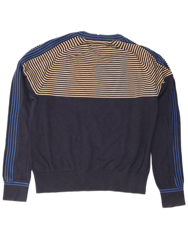 Maglione maglione girocollo da uomo Tommy Hilfiger XL cotone a righe blu navy