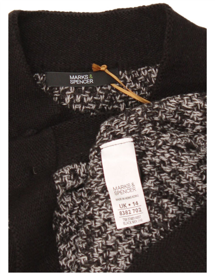 Maglione cardigan da donna Marks & Spencer UK 14 grande nero screziato
