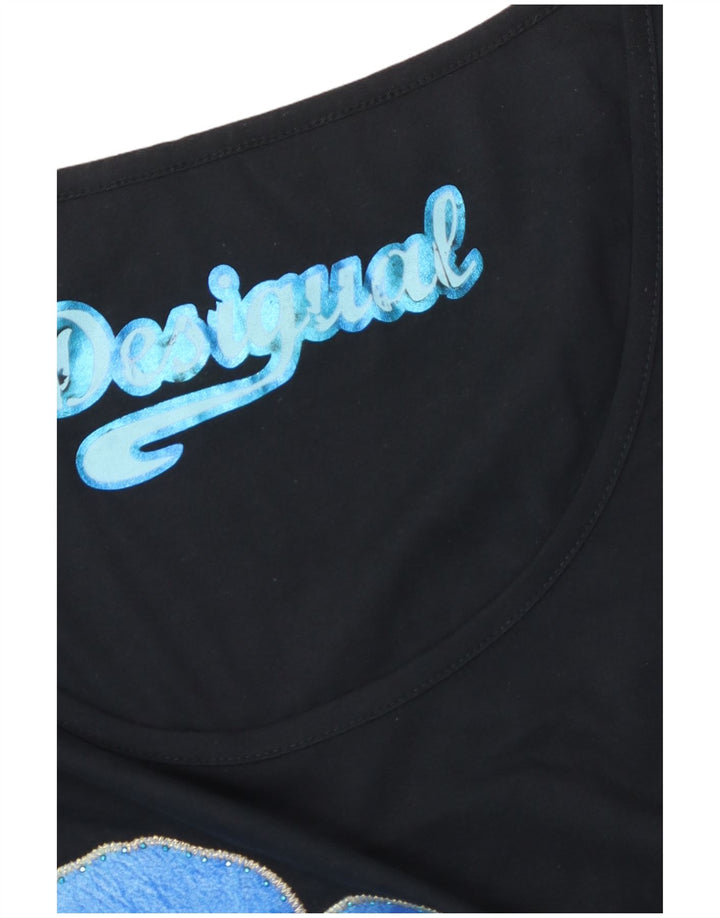 Desigual Abito tunica asimmetrico grafico da donna UK 14 Medium Black Floral