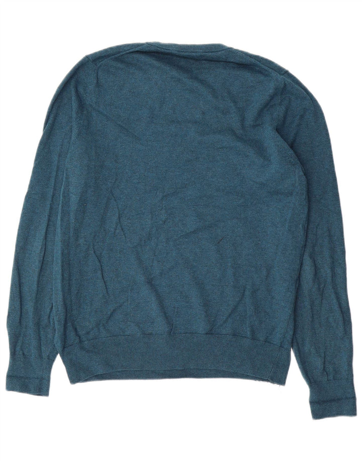 Maglione maglione girocollo da uomo Marks & Spencer in cotone blu medio