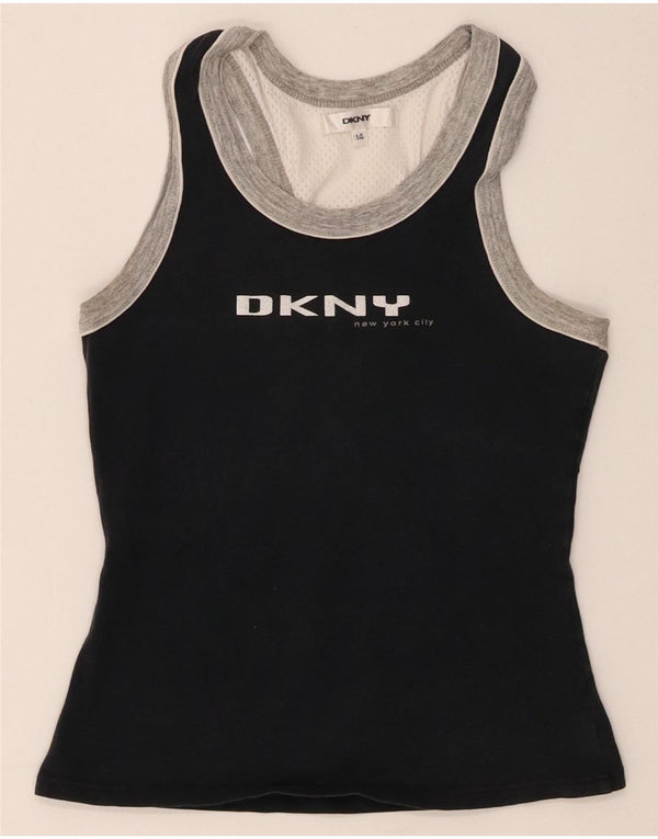 Canottiera grafica per ragazze Dkny 13-14 anni color block blu navy