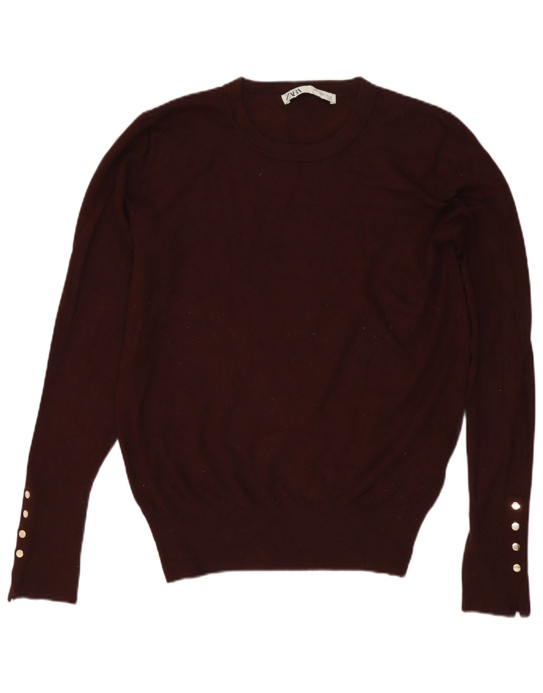 Maglione maglione girocollo da donna Zara UK 12 Viscosa marrone medio