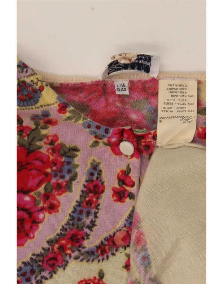 Maglia Cardigan Donna Blumarine IT 46 Large Lana Floreale Multicolore