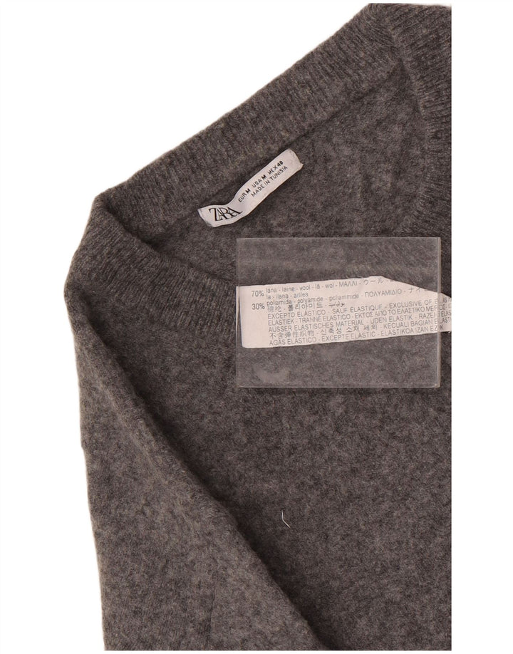 Maglione girocollo da uomo Zara in lana screziata grigio medio