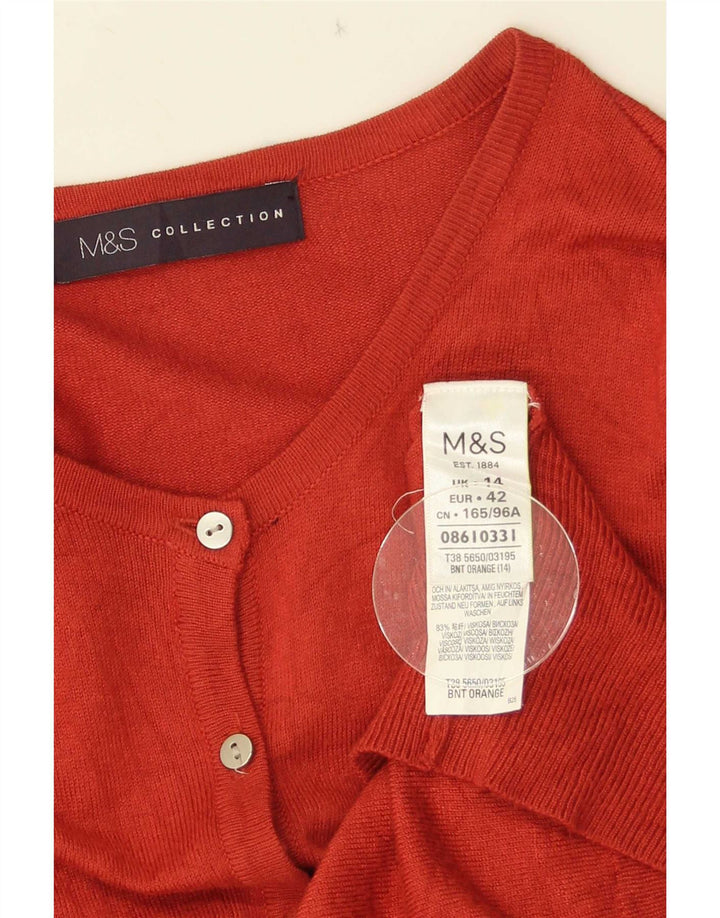 Maglione cardigan da donna Marks & Spencer UK 14 Viscosa arancione medio