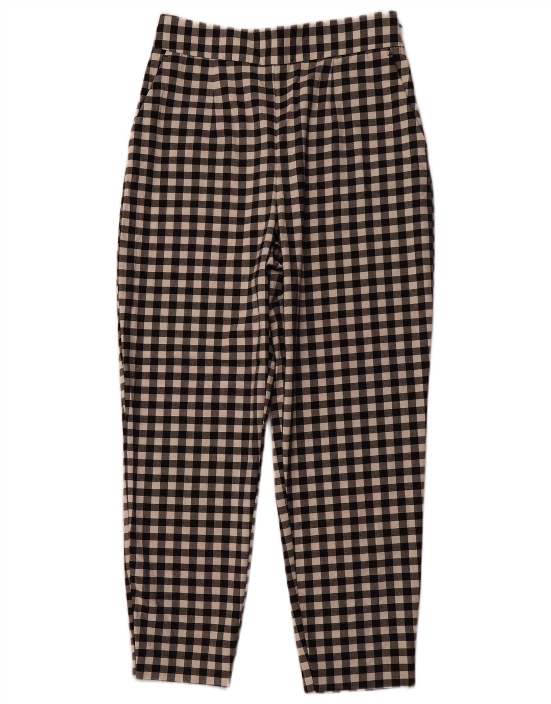 Pantaloni chino affusolati da donna ZARA medi W28 L26 poliestere a quadretti neri