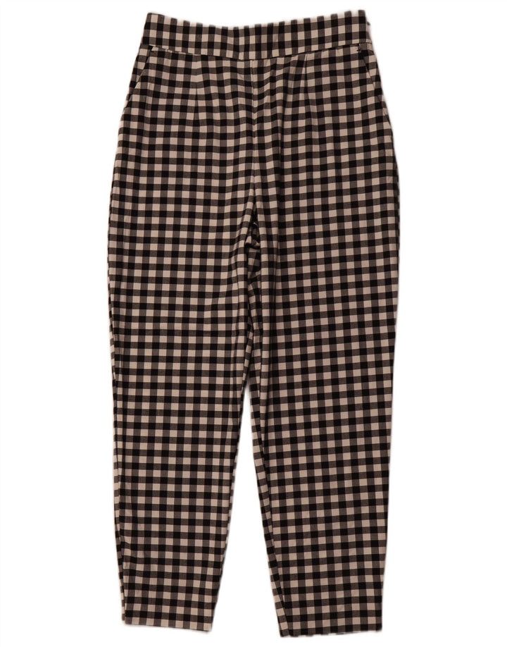 Pantaloni chino affusolati da donna ZARA medi W28 L26 poliestere a quadretti neri