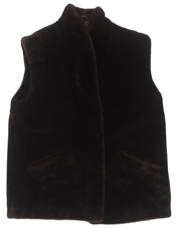 Easy Womens Oversized Faux Fur Gilet UK 16 Large Black Acrylic