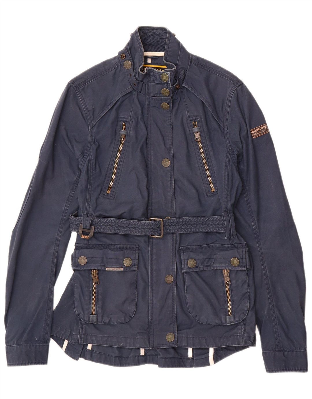 SUPERDRY Womens Utility Jacket UK 14 Medium Navy Blue Cotton